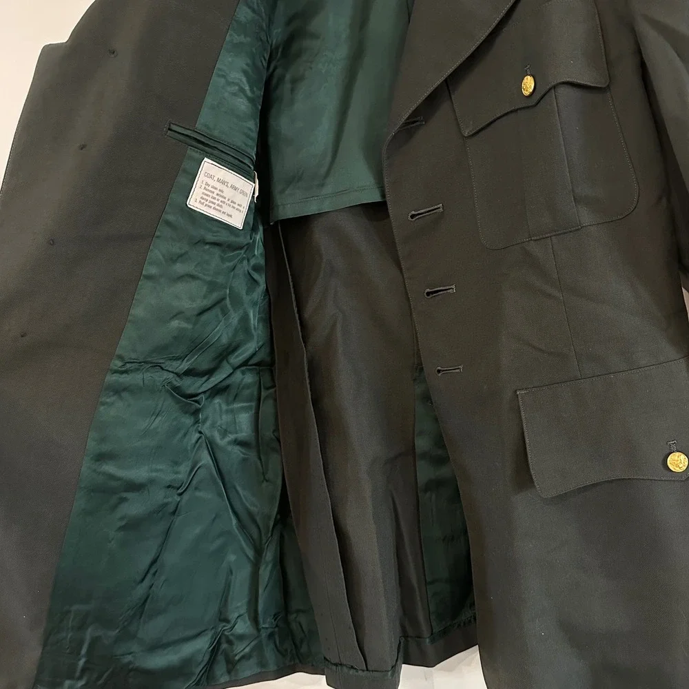 US Army Green Service Uniform Dress Coat Jacket AG-489 40R Gold Eagle Buttons